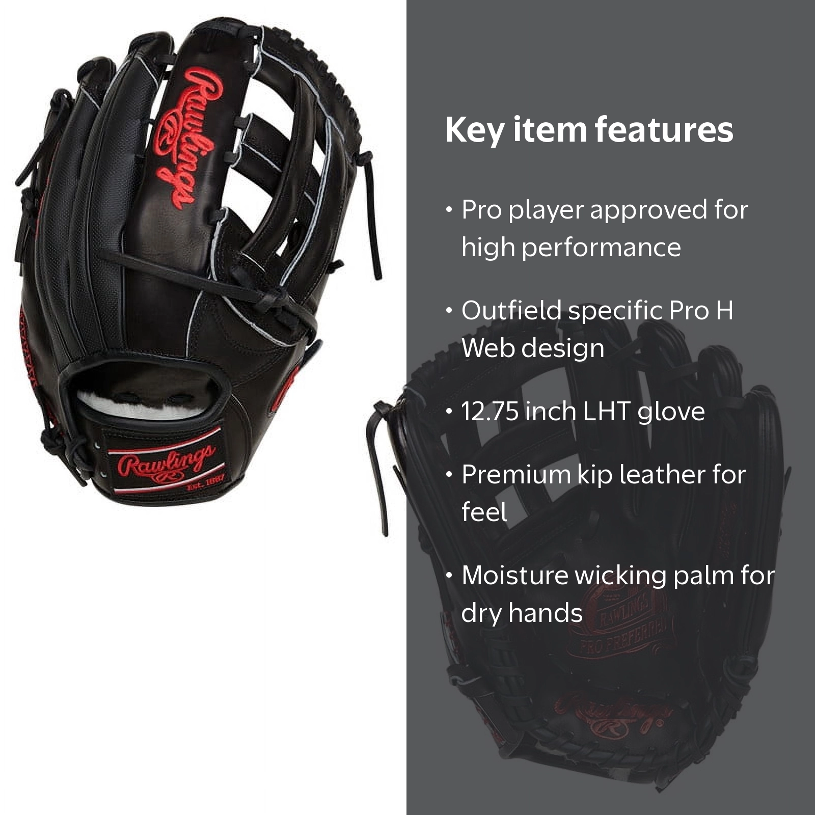 Rawlings Pro Preferred Series Baseball Glove | LHT | 12.75 inch