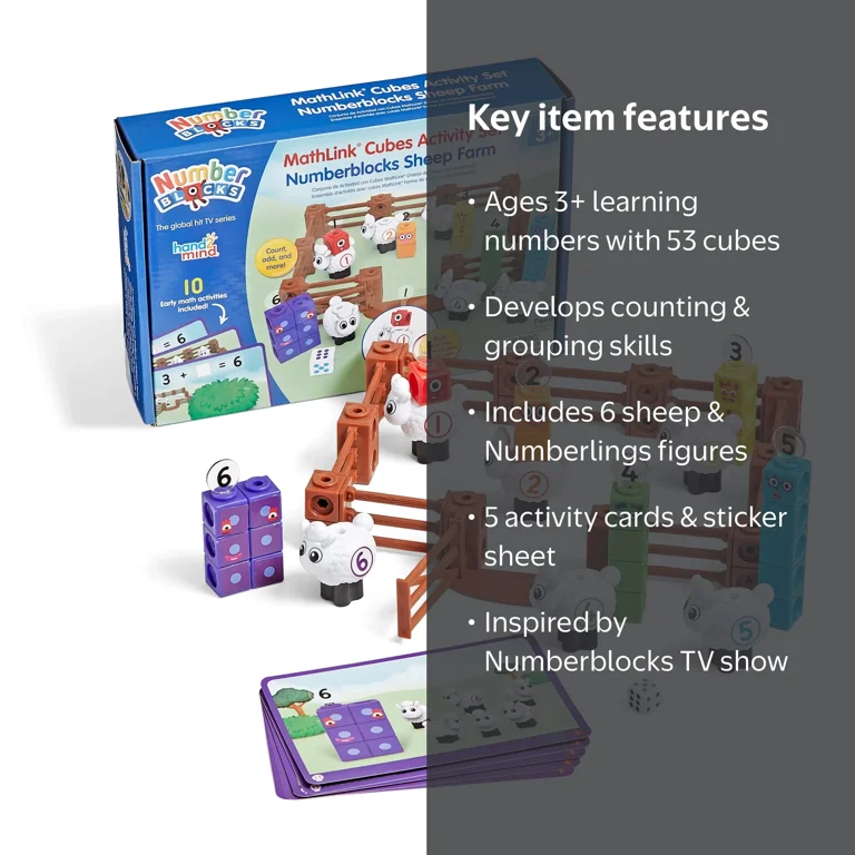 hand2mind Numberblocks Sheep Farm MathLink Cubes Activity Set