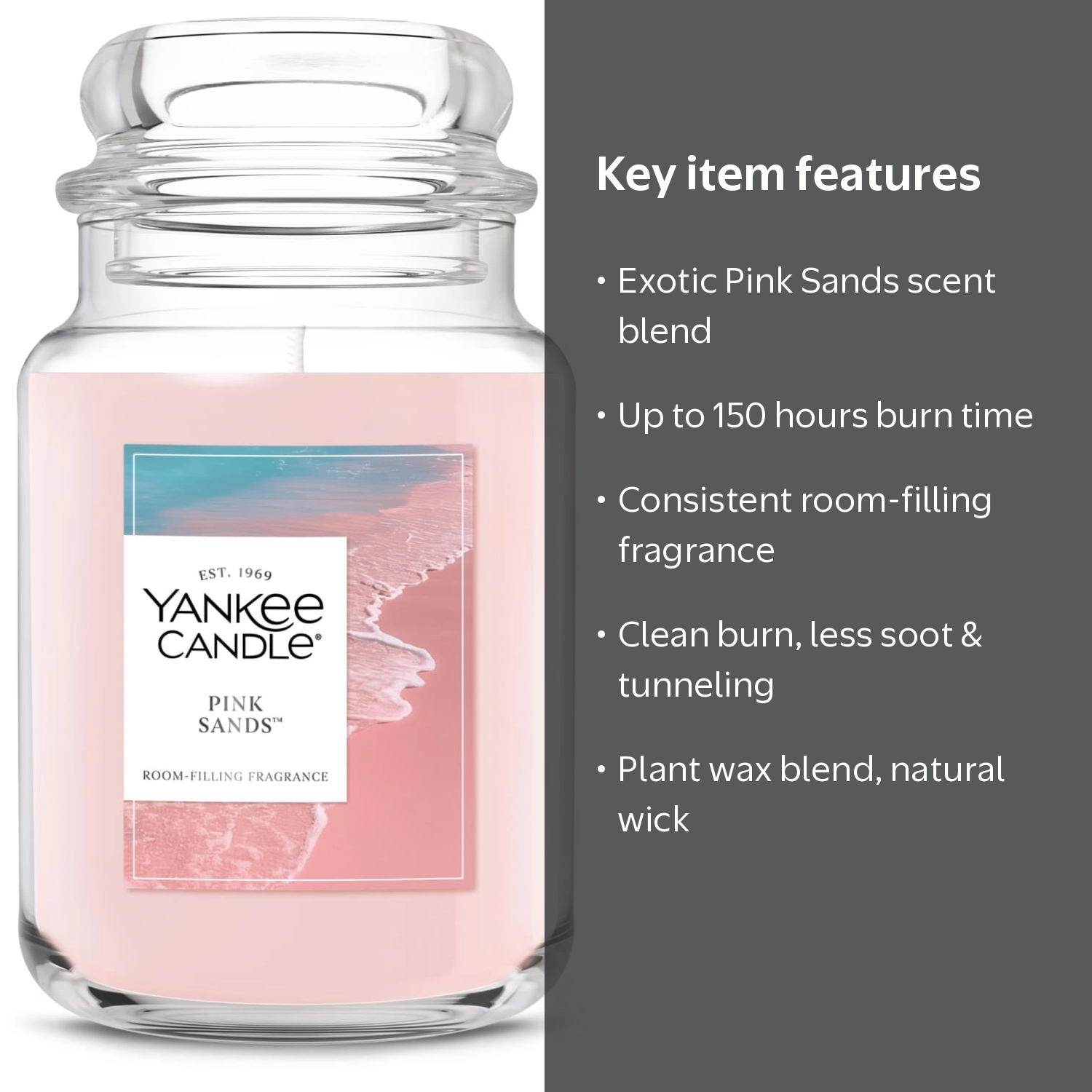 Yankee Candle, 22 oz Large Jar Scented Candle, Pink Sands, Pink