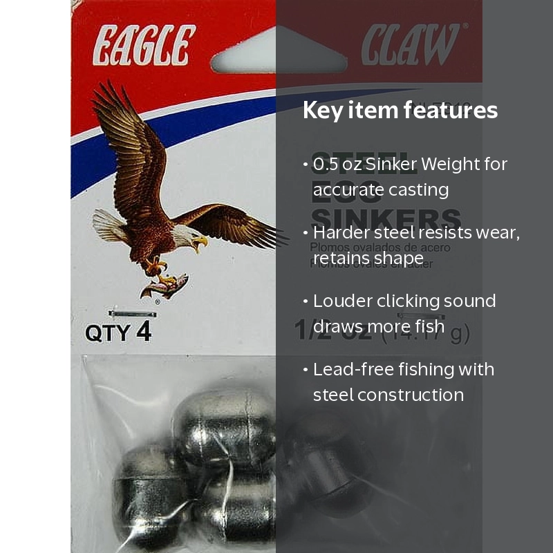 Eagle Claw Steel Egg Sinker Weight, 1/2 oz., NLES12, Fishing