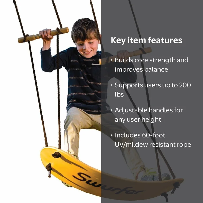 Swurfer Stand Up Surfing Swing, Wooden Outdoor Swing for Kids Swurfer Stand Up Surfing Swing, Wooden Outdoor Swing for Kids