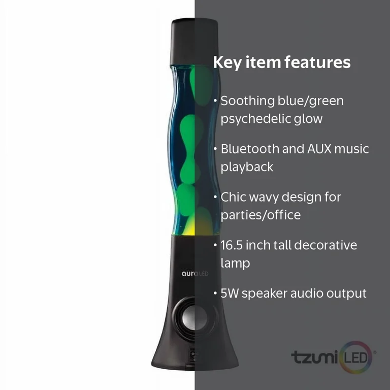 Tzumi ColorFlow Hi-Fi Bluetooth Speaker Lamp with Colorful Lava