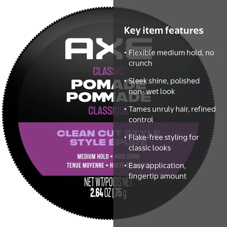 AXE Styling Clean Cut Look Pomade, Classic 2.64 oz, Medium Hold