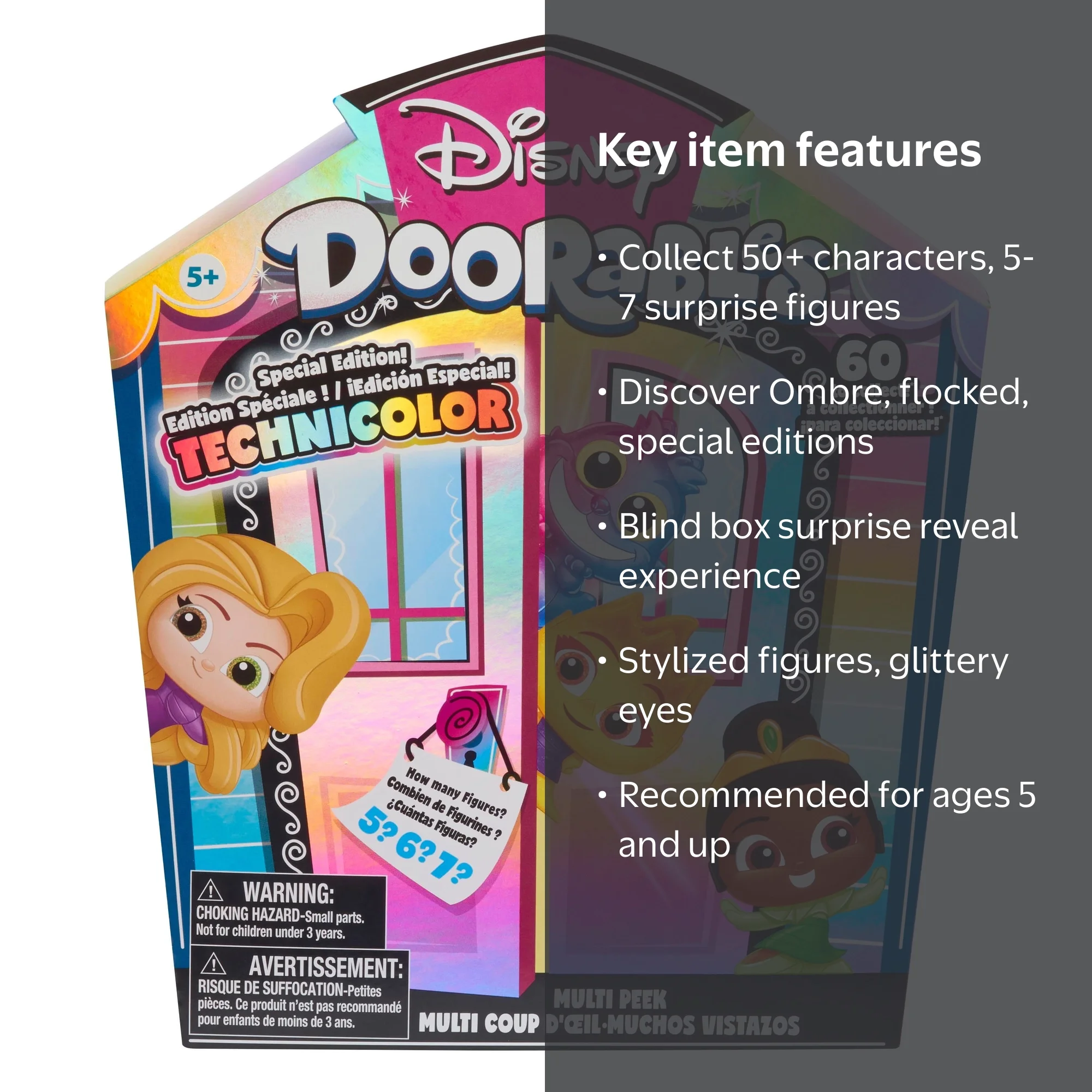 Disney Doorables Technicolor Takeover, 1.5-inch Figurines, 5-7