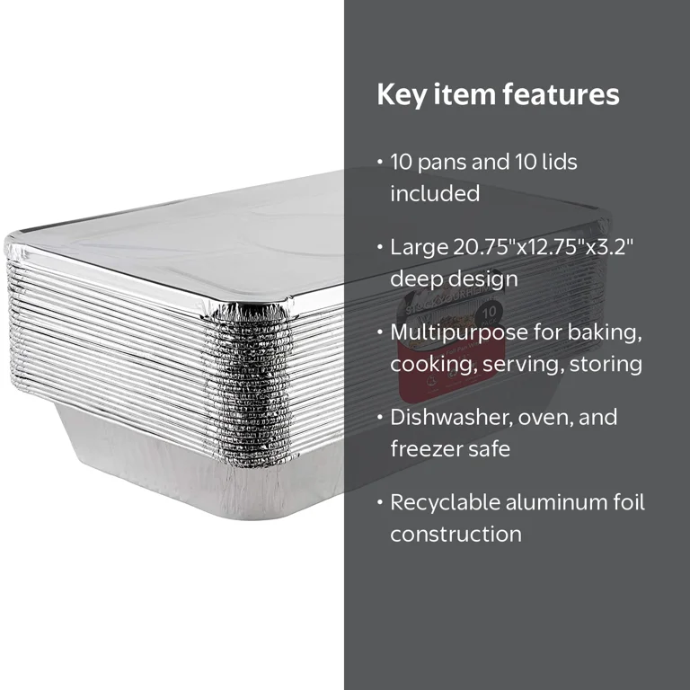 Aluminum Pans with Lids 21x13, Disposable Roasting Pans - Walmart.com