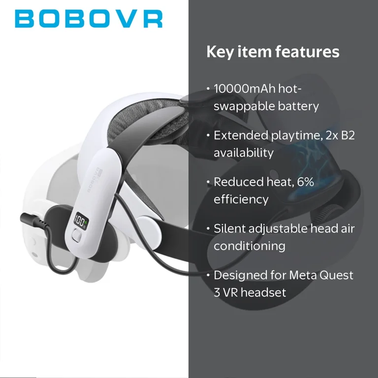 Free Shipping! Unbranded VR Head Strap with 10000mAh Hot-Swappable