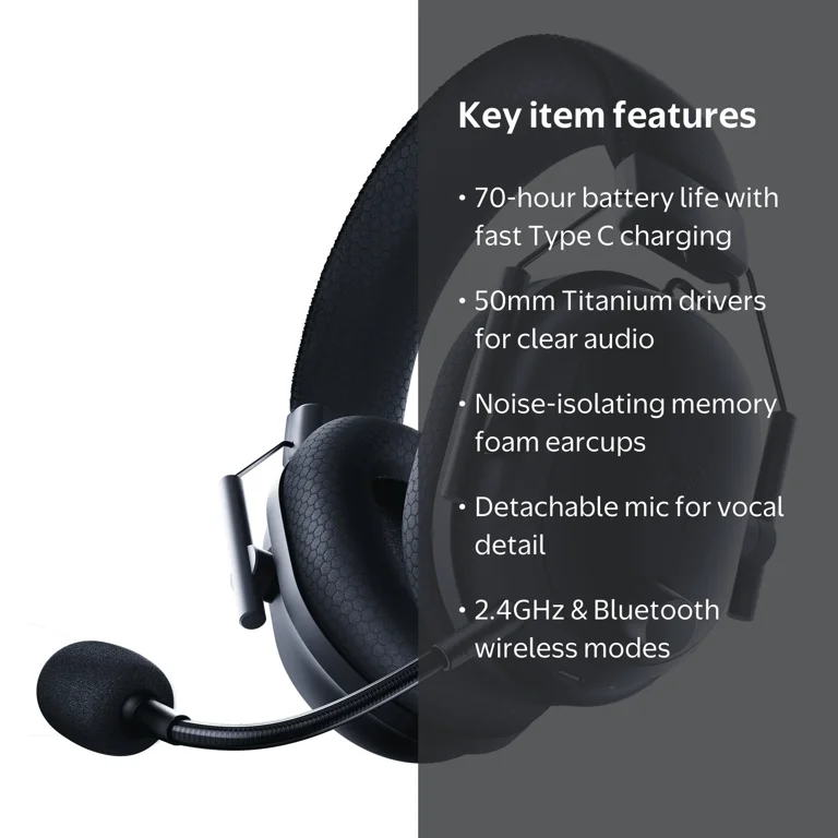 Razer, Wireless PC Gaming Headset, BlackShark V2 Pro, 70 Hr