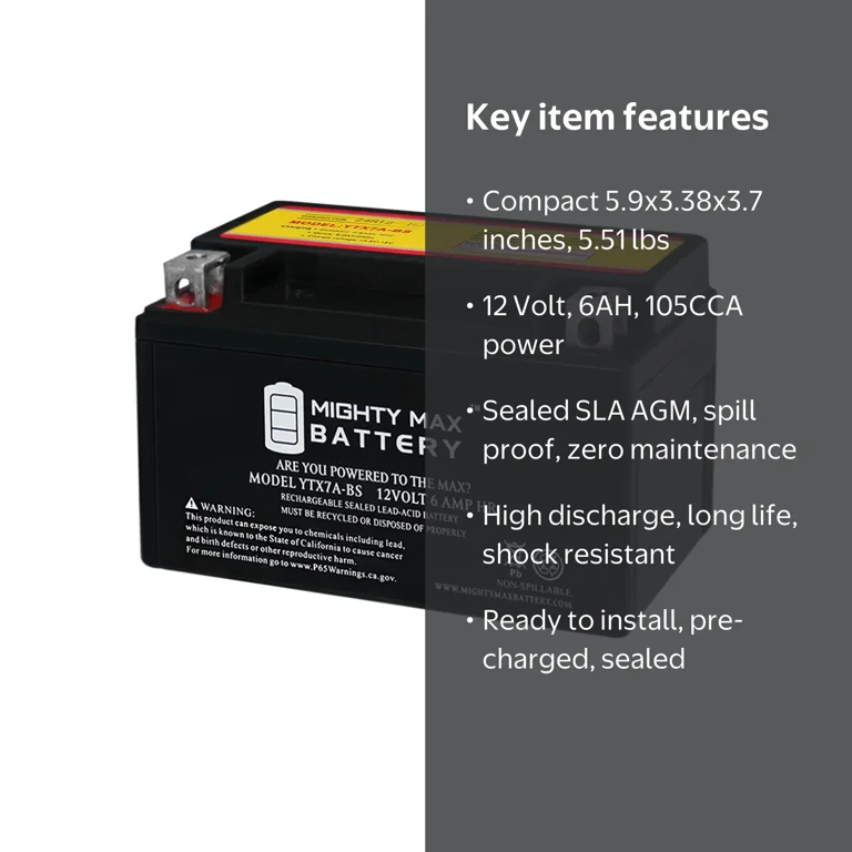 YTX7A-BS Battery for Suzuki LTZ90 LTR 450 Quad Racer Sport 06-11