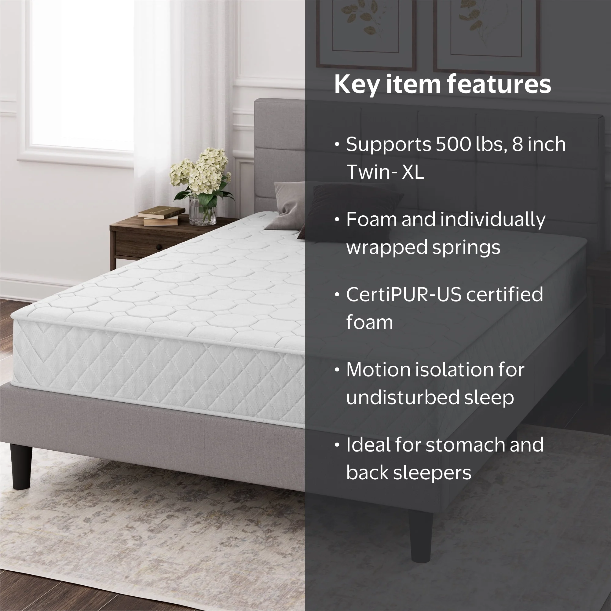 Zinus Quilted Hybrid Mattress, 8