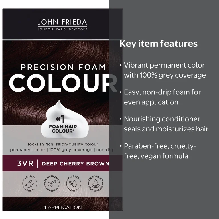 John Frieda Brown Permanent Precision Hair Color Foam Kit, Deep