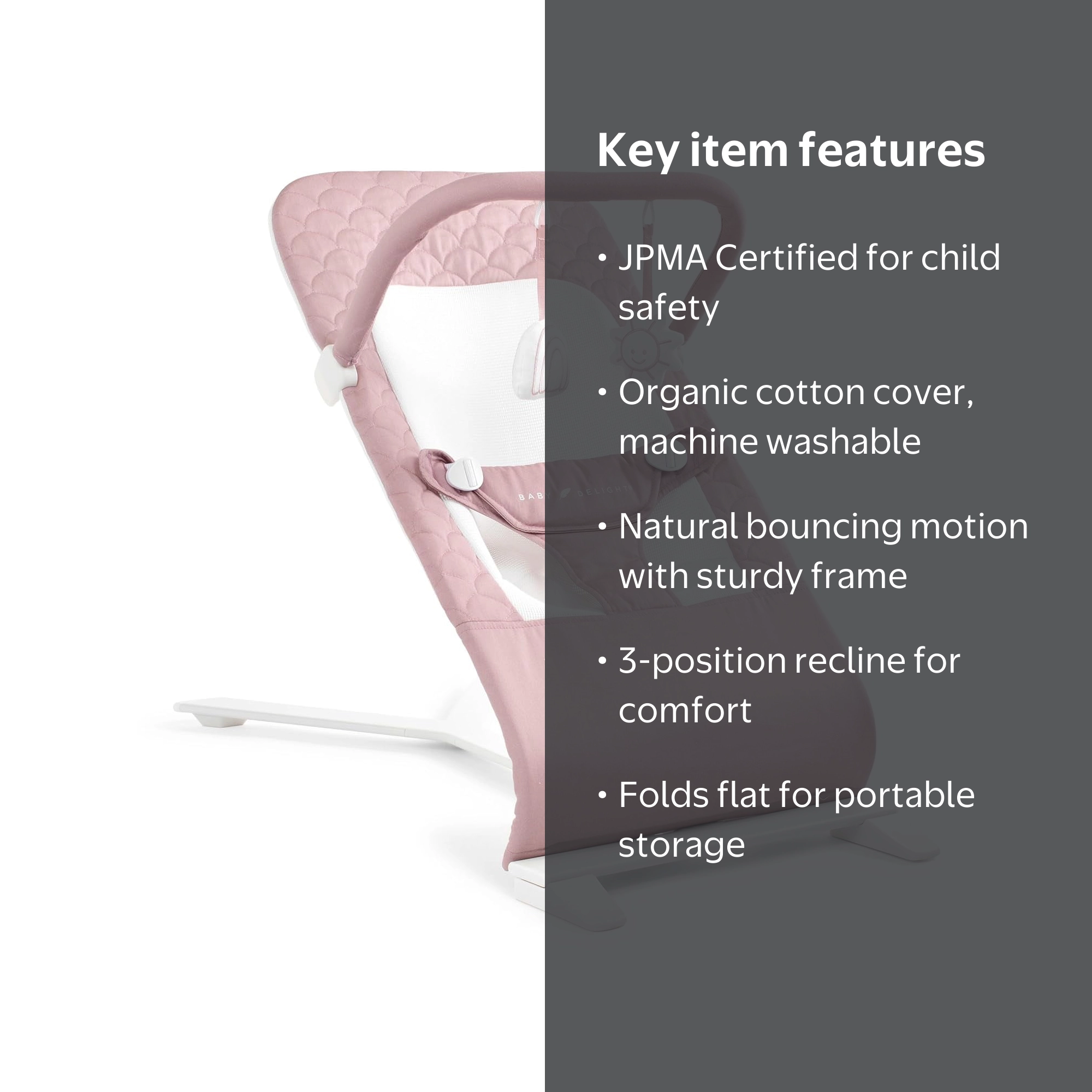 Baby Delight Alpine Deluxe Portable Baby Bouncer, for Infants 0-6