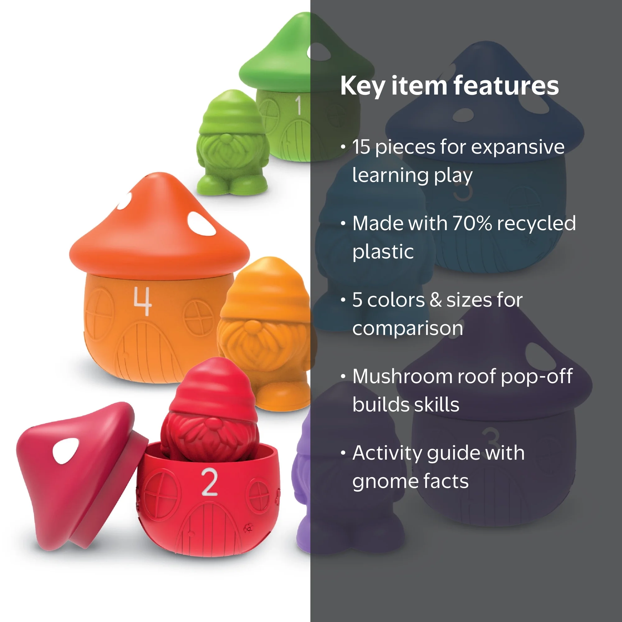 Learning Resources Peekaboo Gnome Homes, 15 Pieces, Ages 18