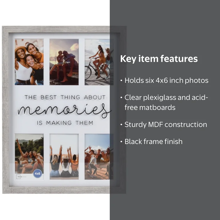 Mainstays 15x20 6-Opening Sentiment Collage Frame in Black for 4x6