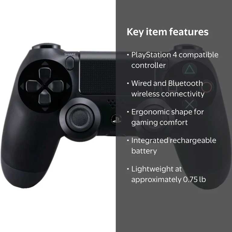 PlayStation, DualShock 4 Controller, PS4 JET BLK, Black - Walmart.com
