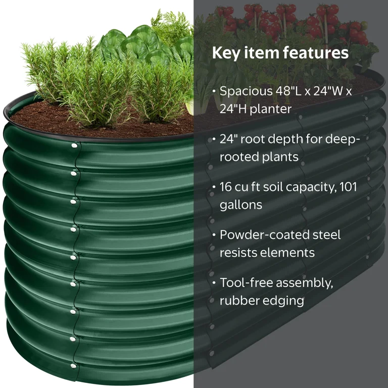 Best Choice Products Outdoor Raised Metal Oval Garden Bed 4x2x2 ft