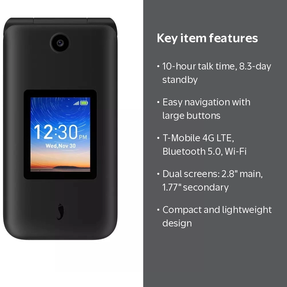 HotPepper Tabasco HPPL62A 8GB Black Flip Phone for T-Mobile Only