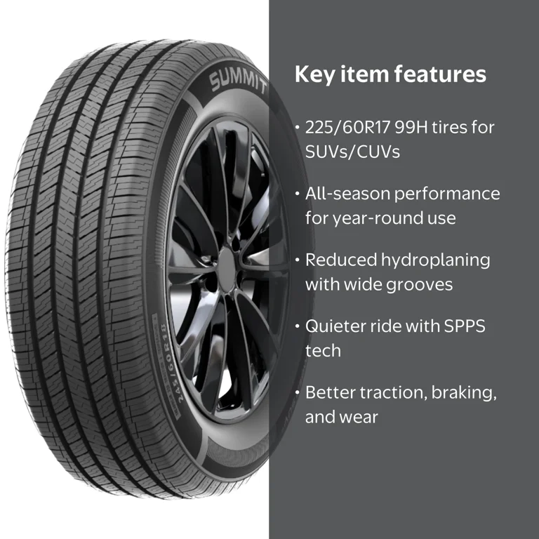 Summit, SUV Crossover Tire, All Season, 225/60R17, 99H - Walmart.com