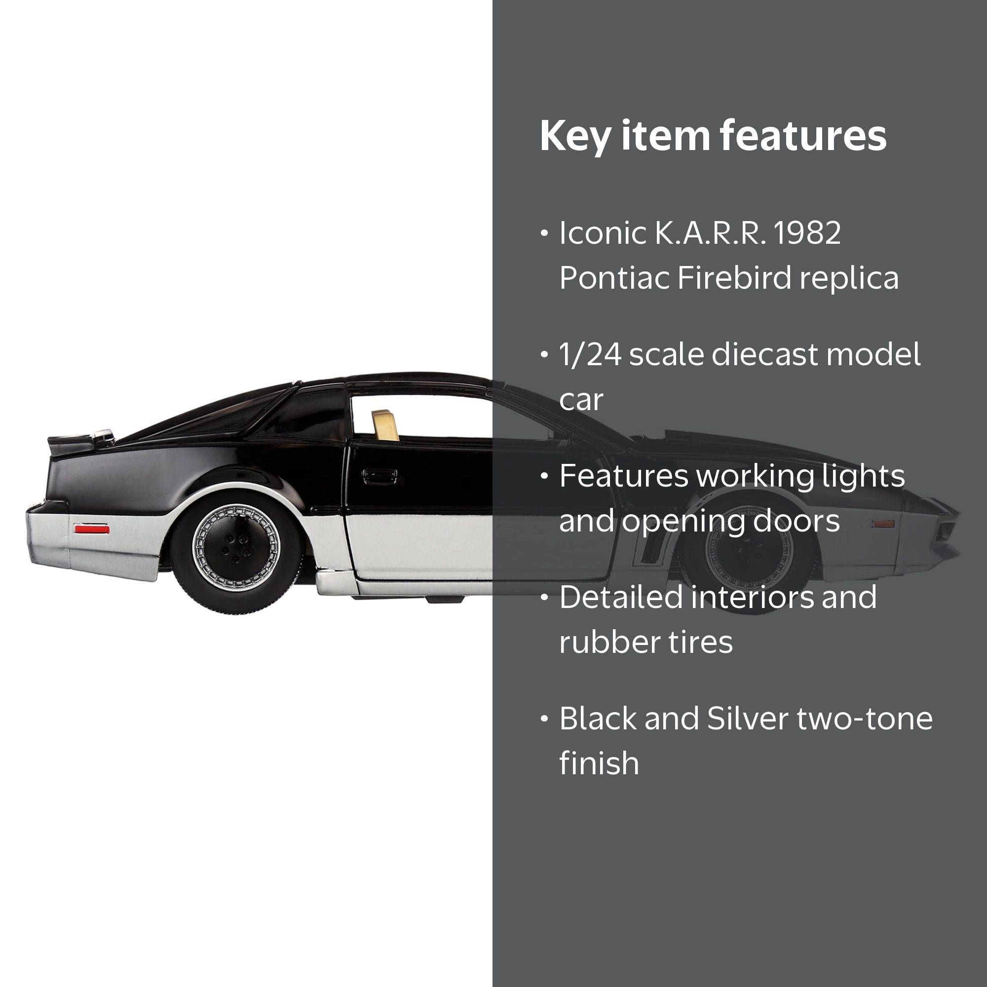 K.A.R.R. Black and Silver with Light \Knight Rider\ (1982) TV