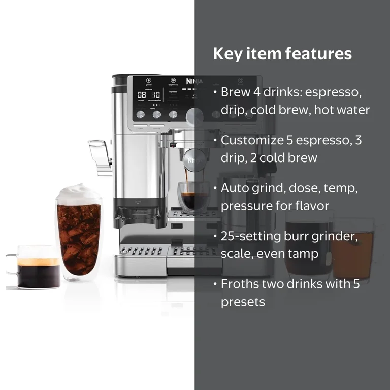 xxzyokokids ビーニー flexwitme Ninja, Coffee Machine, Silver, 4-in-1 Espresso Drip Cold Brew