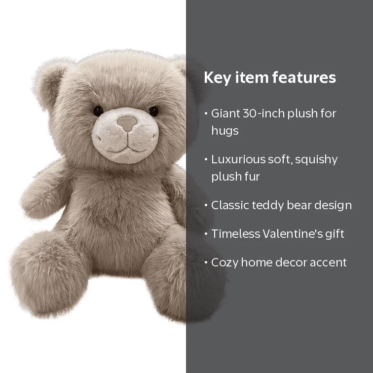Jumbo Bumble Bear Plush, Brown, 30