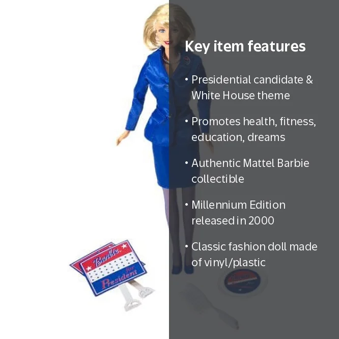 2000 Barbie For President Doll The White House Project Mattel