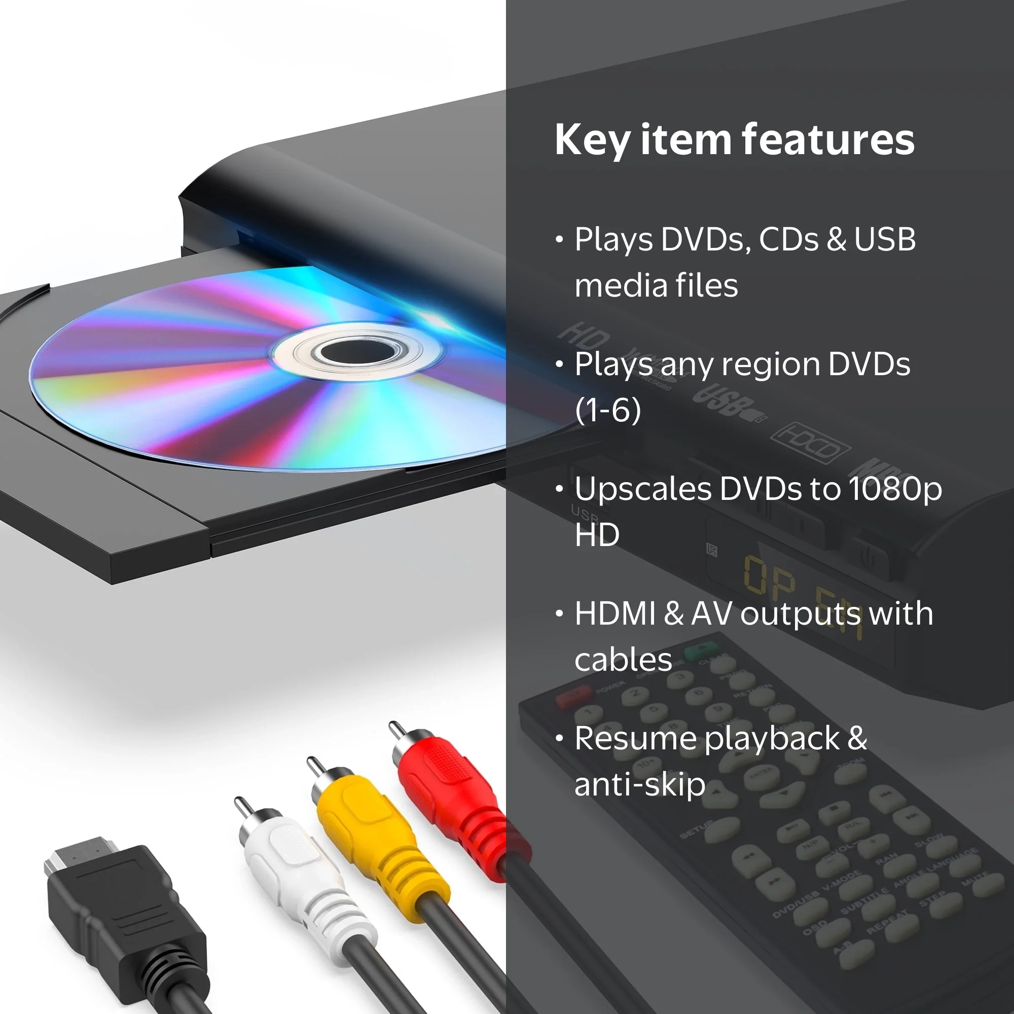 WONNIE DVD Player for Home Entertainment, CD DVD Player, USB Input