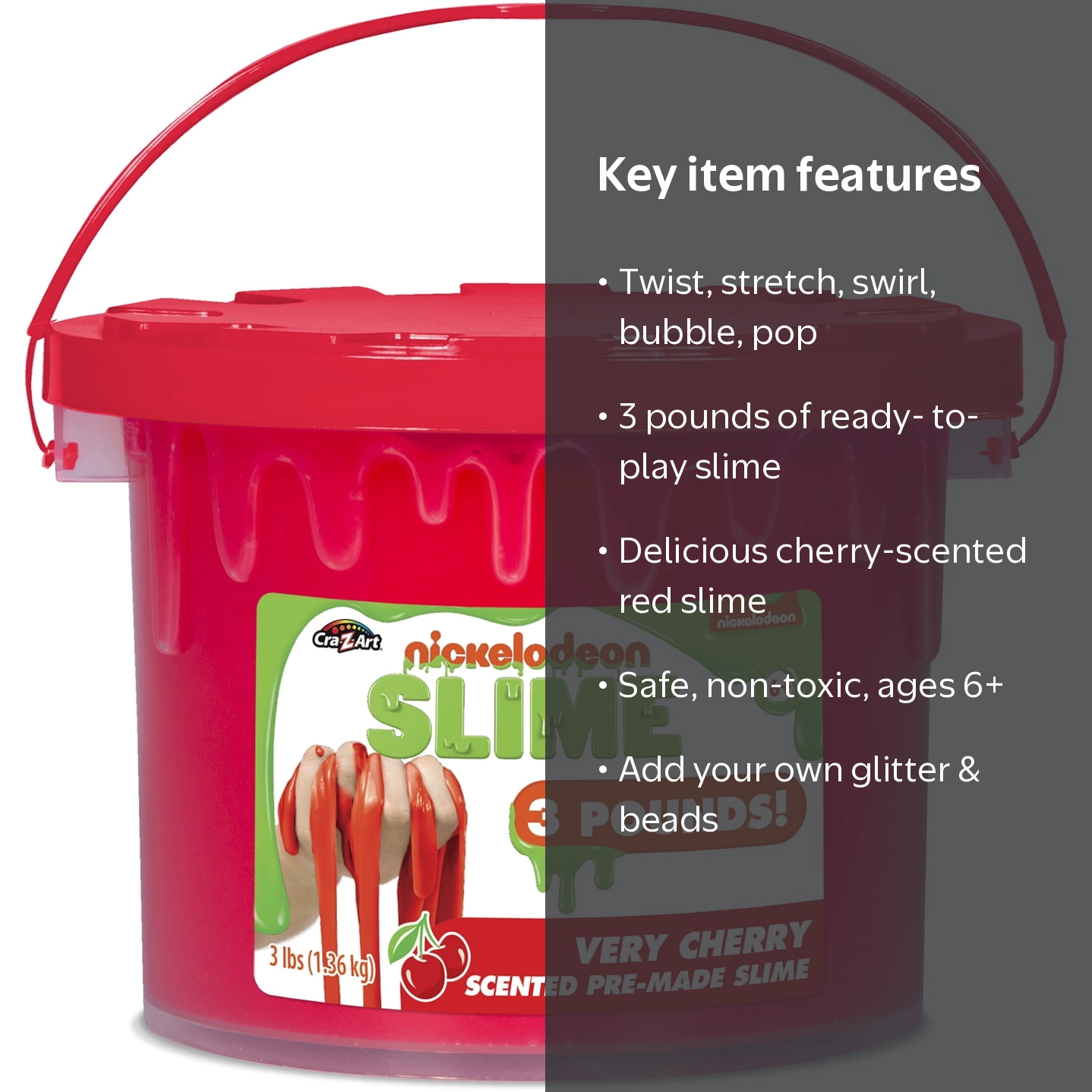 Cra-Z-Art Nickelodeon Very Cherry Scented Slime Bucket, 3 Lbs