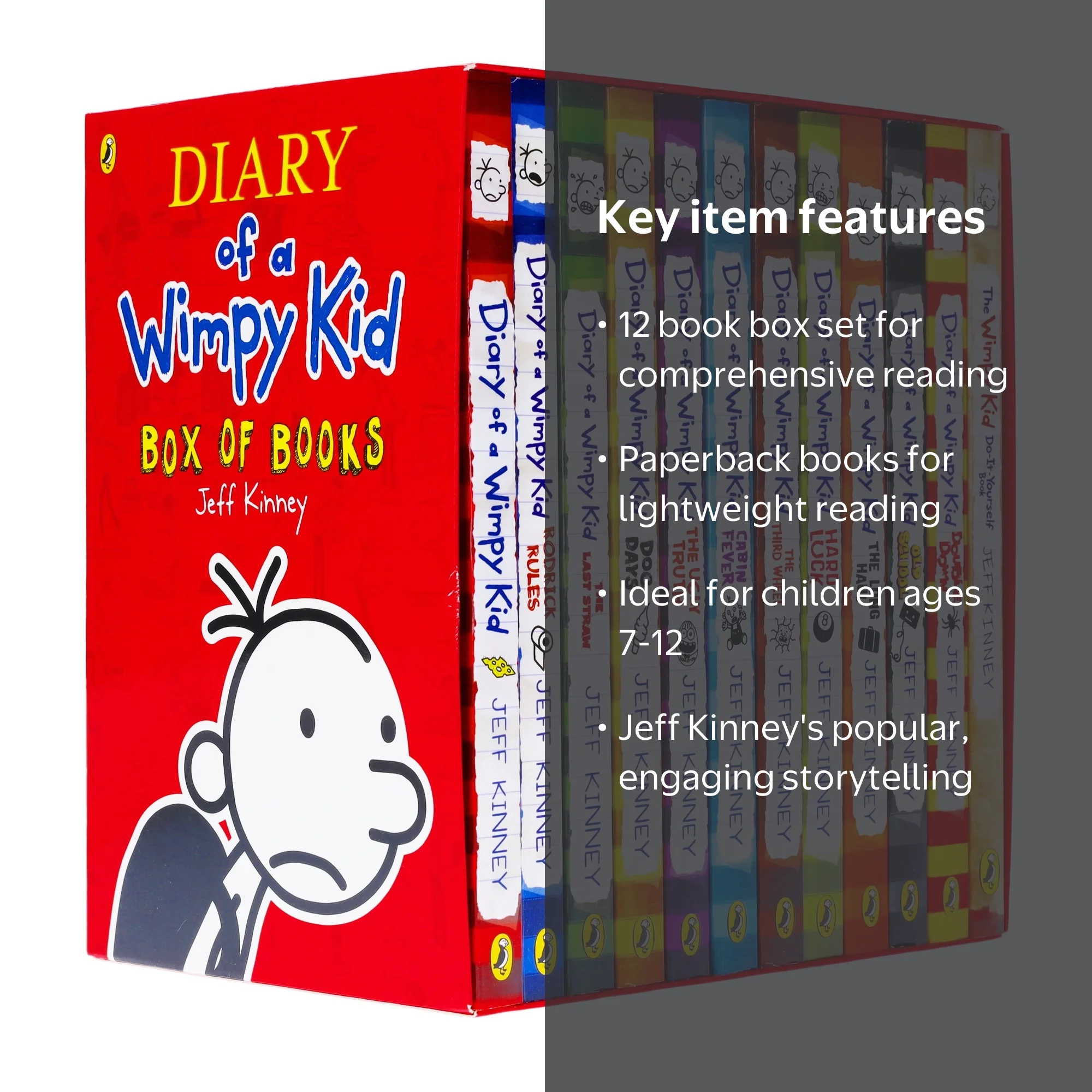 Diary of a Wimpy Kid by Jeff Kinney 12 Books Collection Box Set