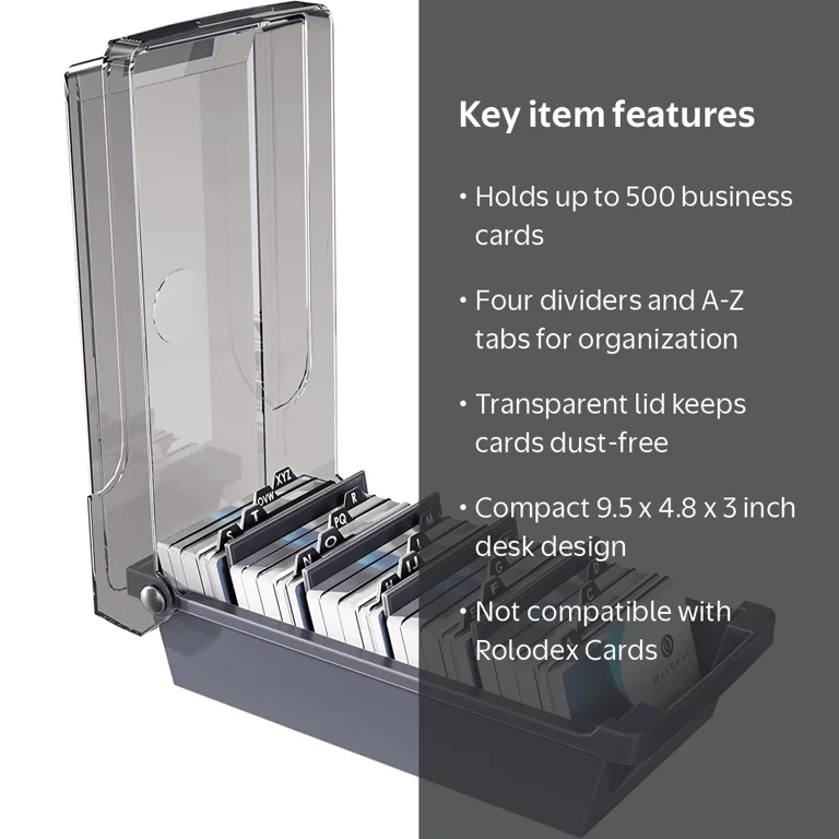 MaxGear, Business Card Holder, 500 cards, transparent lid