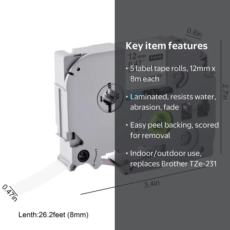 EEEkit, Label Tape Replacement, Waterproof, Laminated, 12mm