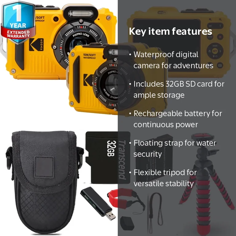 Kodak, Digital Camera, WPZ2, 32GB Kit with Tripod and accessories