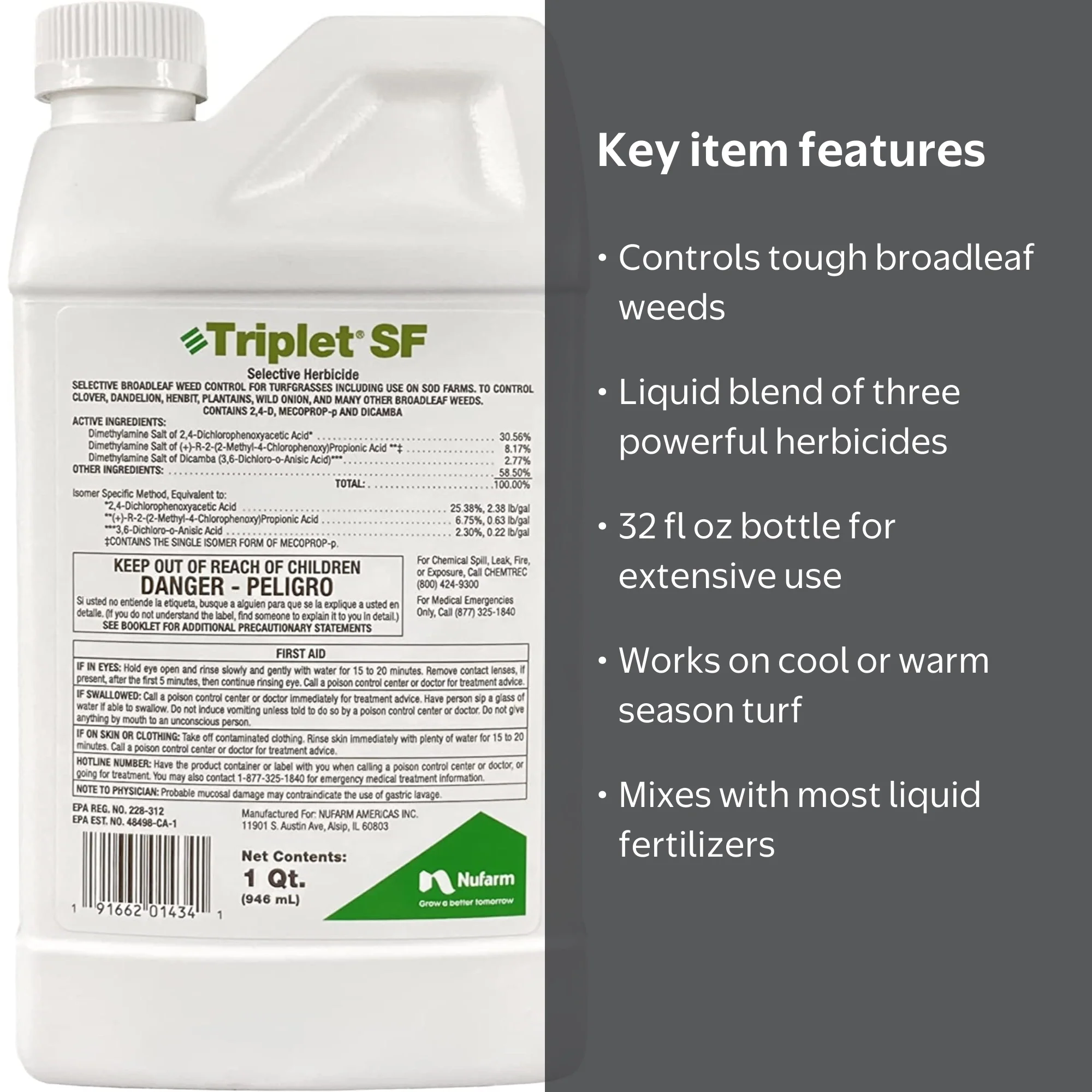 Triplet SF Selective Herbicide - 32 fl oz Bottle by NuFarm