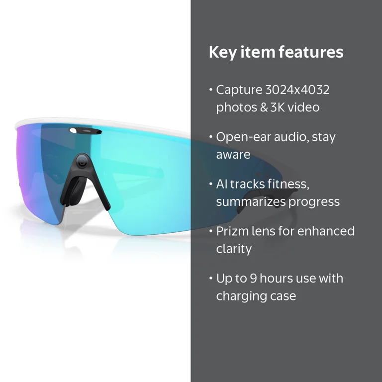 Oakley Meta Vanguard Smart Glasses, AI Meta Glasses with Photo