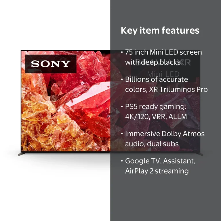 Sony 75” BRAVIA XR X95K 4K Mini LED Smart Google TV - 2022 Model