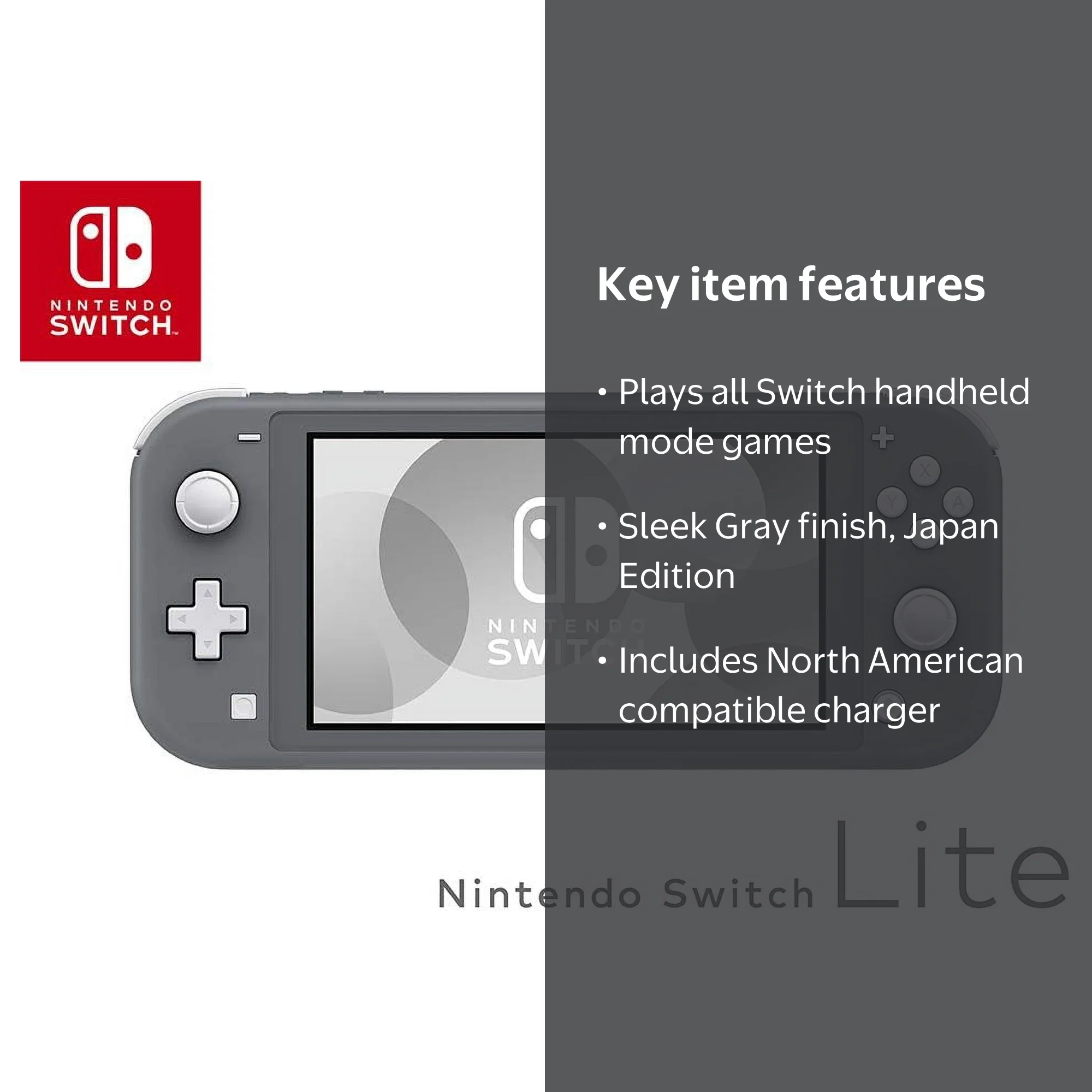 Nintendo Switch Lite - Gray, Handheld Game, New International
