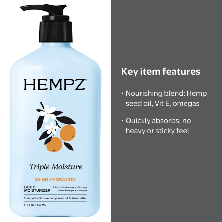 Hempz, Body Lotion, 17 fl oz, Hydrating, Triple Moisture - Walmart.com