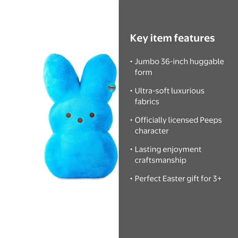 Jumbo Peeps 36 Inch Big Plushie Easter Bunny Stuffed Animal Toy