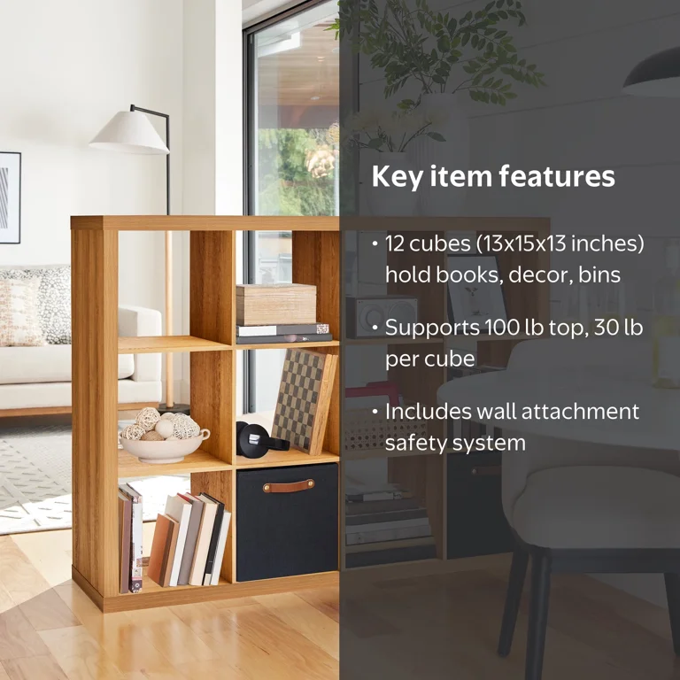 Better Homes & Gardens 12 Cube Storage Organizer, Light Honey