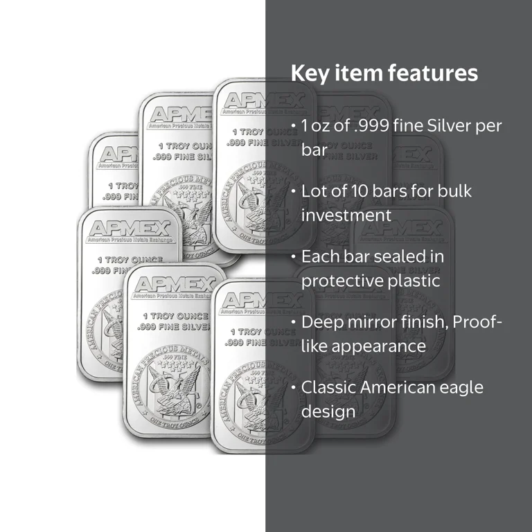 1 oz Silver Bar - APMEX (Lot of 10 Bars) | .999 Fine Silver