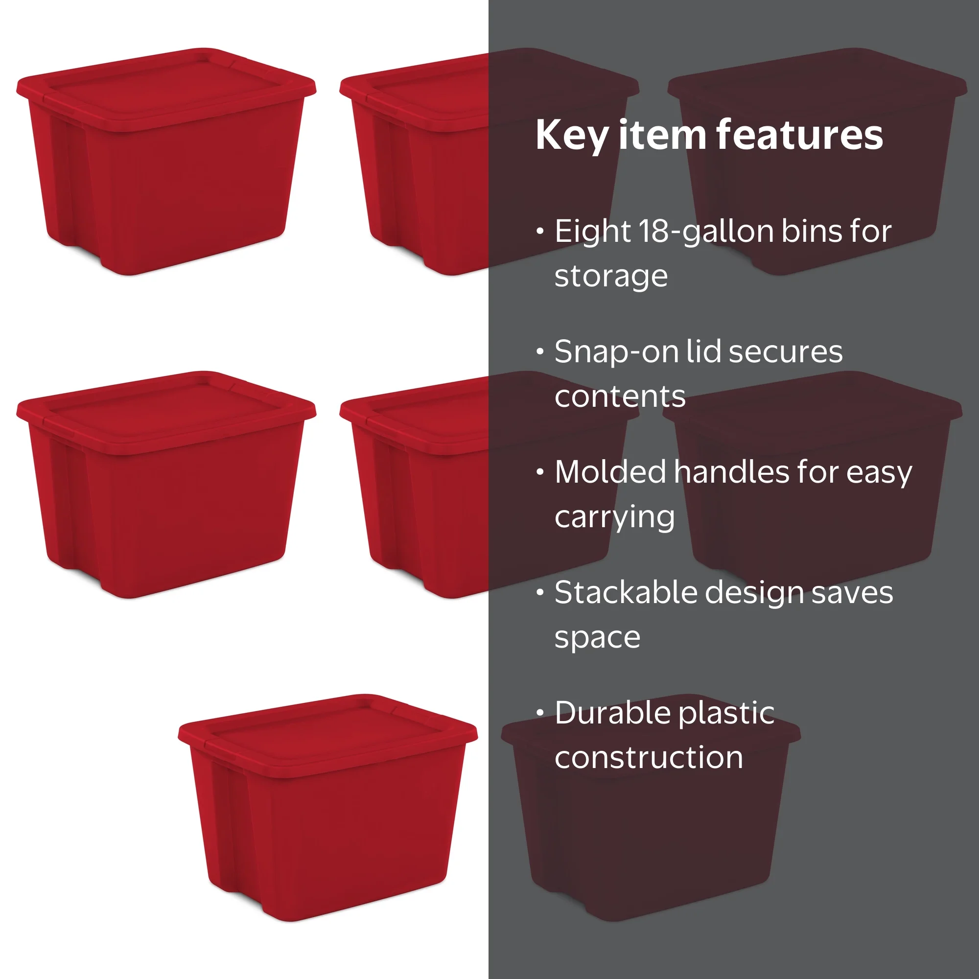 Sterilite Large Storage Bin, 18 Gallon Plastic Storage Container