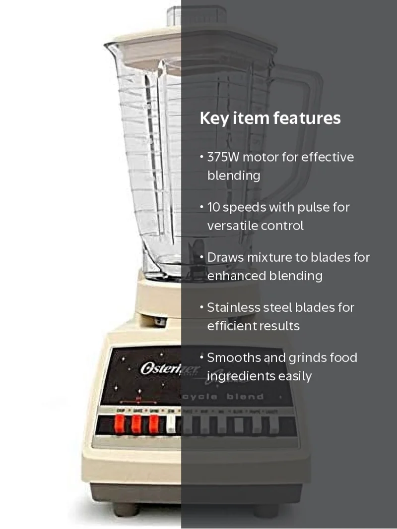 Oster 10-Speed Blender, 375W, Beige, Stainless Steel Blades