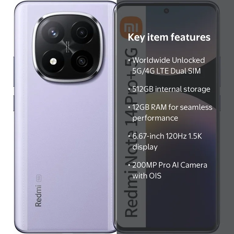 Redmi Note 14 Pro Plus 5G 512GB ROM 12GB RAM Dual SIM GSM Unlocked