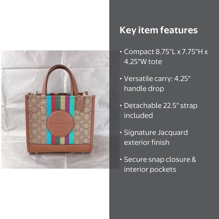 Coach Dempsey Tote 22, Signature Jacquard, Khaki Redwood Multi