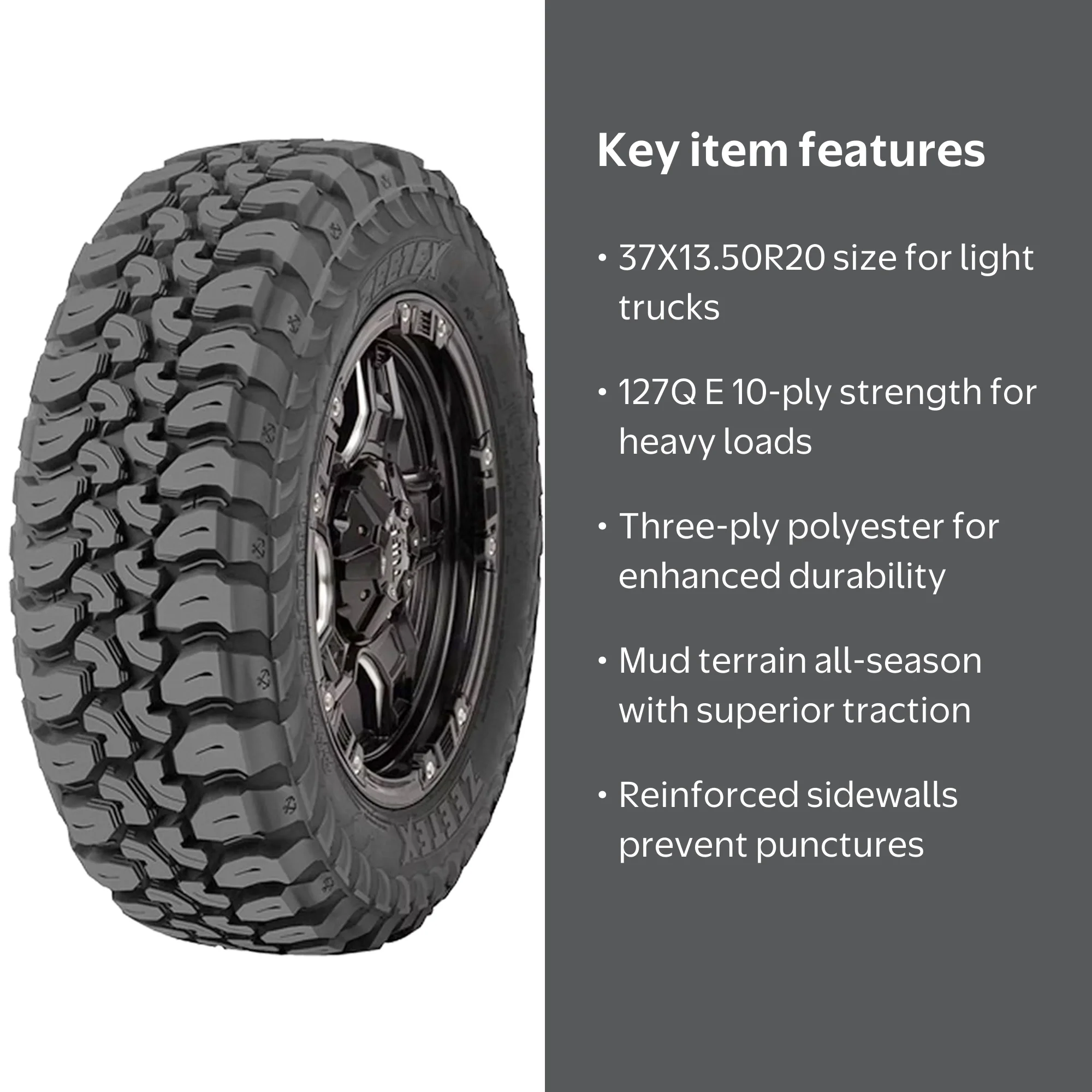 Zeetex MT1000 37X13.50R20 127Q E 10 Ply m/t mud Light Truck Tire