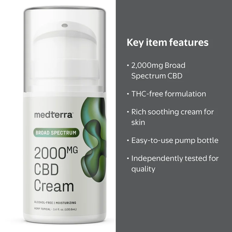 Medterra CBD Broad Spectrum 2000mg CBD Cream, 3.4 fl oz - Walmart.com