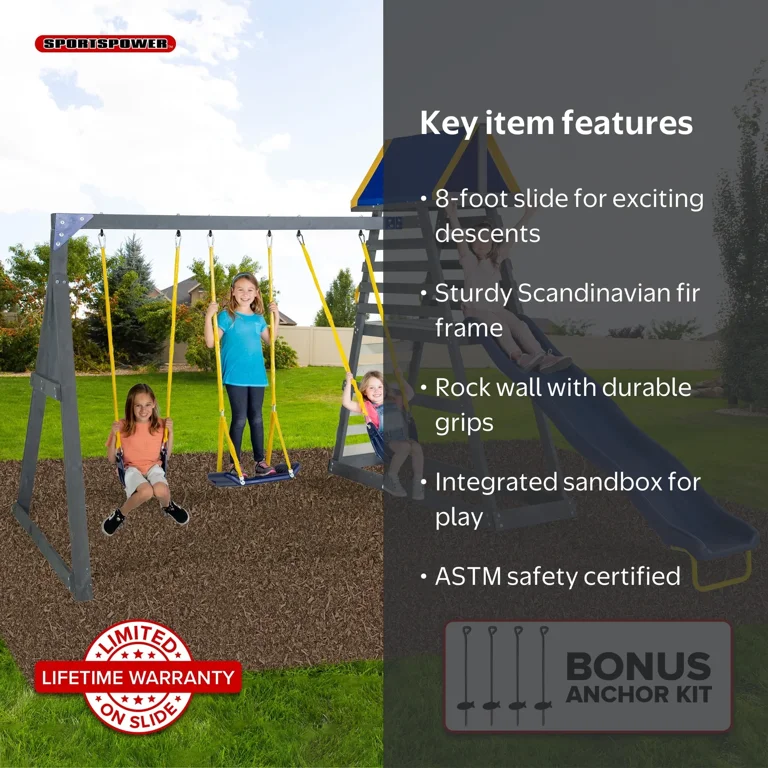 Sportspower Mill Creek Canyon Wooden Swing Set with Standing Swing
