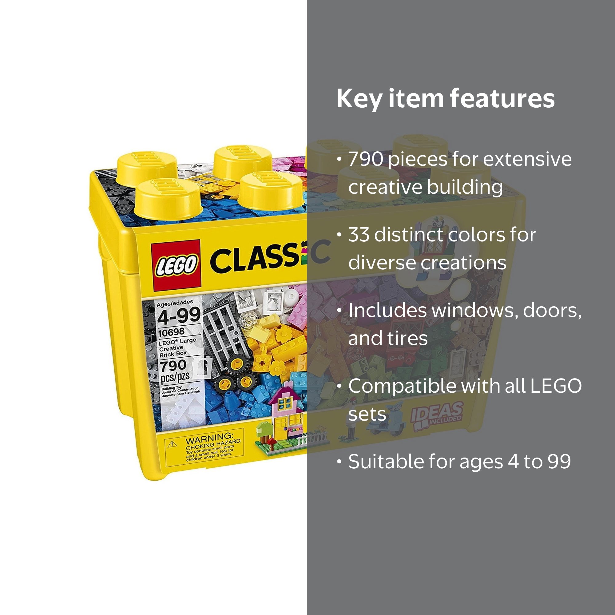 LEGO Classic Creative Brick Box with Toy Wheels and Baseplates