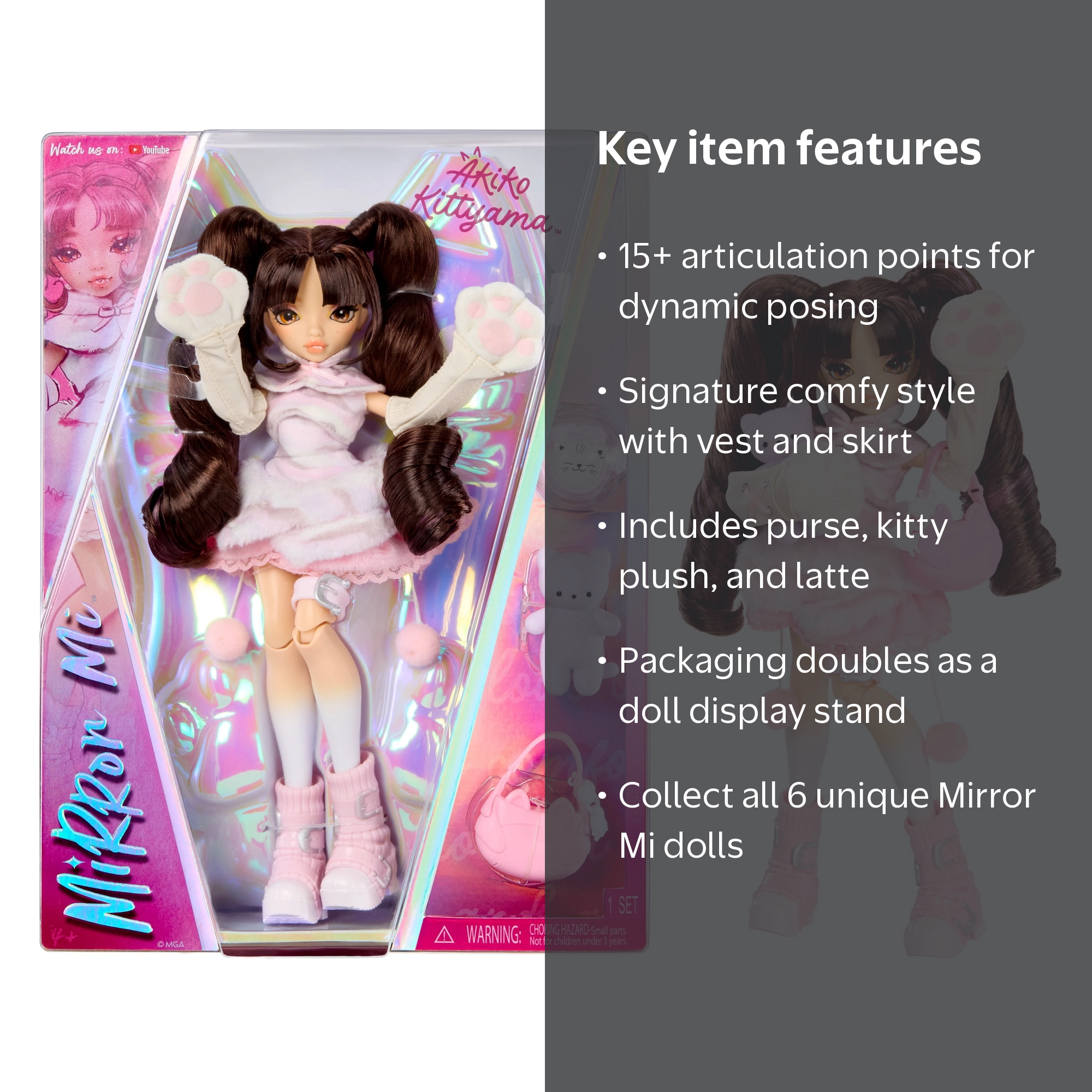 Mirror Mi Akiko Kittyama Fashion Doll with Accessories, Cozy