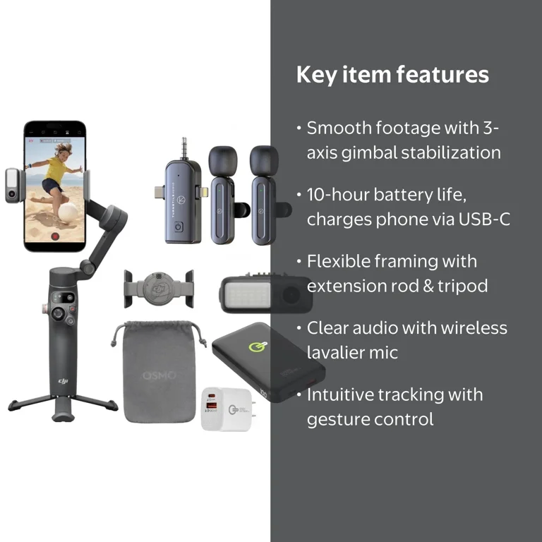 DJI Osmo Mobile 7P Gimbal Stabilizer for iPhone, Android, Lighting