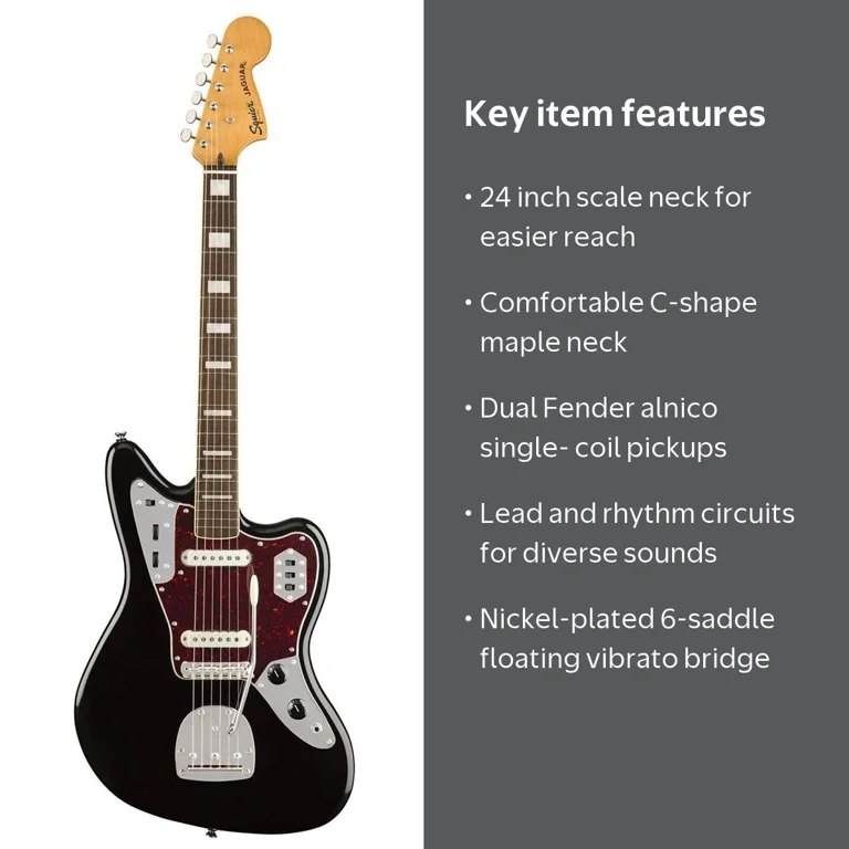 Squier Classic Vibe '70s Jaguar Electric Guitar, Black - Walmart.com